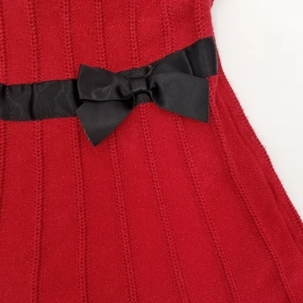 Cherokee Red Knit Dress Holiday Bow 6-9m